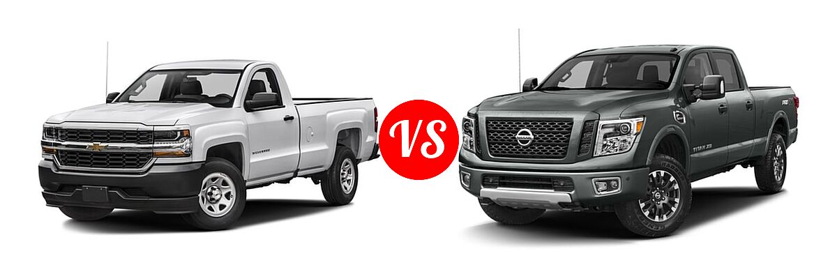 2016 Chevrolet Silverado 1500 Pickup Work Truck vs. 2016 Nissan Titan XD Pickup PRO-4X - Front Left Comparison