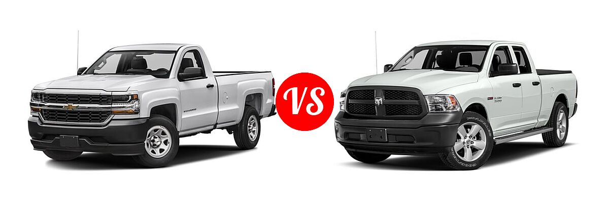 2016 Chevrolet Silverado 1500 Pickup Work Truck vs. 2016 Ram 1500 Pickup Diesel HFE Tradesman - Front Left Comparison
