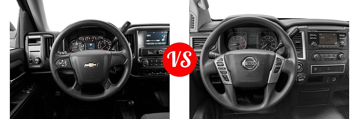 2016 Chevrolet Silverado 1500 Pickup LS vs. 2016 Nissan Titan XD Pickup S - Dashboard Comparison