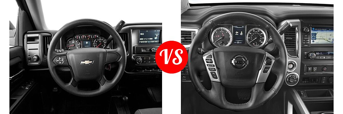 2016 Chevrolet Silverado 1500 Pickup LS vs. 2016 Nissan Titan XD Pickup Diesel SL - Dashboard Comparison