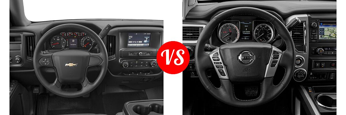 2016 Chevrolet Silverado 1500 Pickup Work Truck vs. 2016 Nissan Titan XD Pickup PRO-4X - Dashboard Comparison