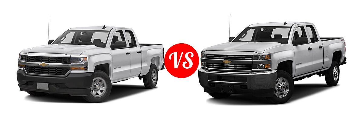 2016 Chevrolet Silverado 1500 Pickup Work Truck vs. 2016 Chevrolet Silverado 2500HD Pickup Work Truck - Front Left Comparison
