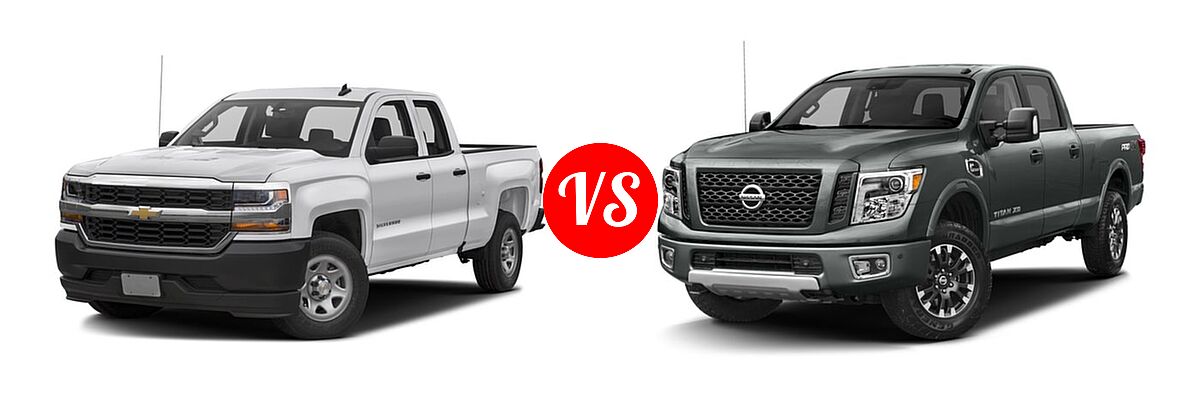 2016 Chevrolet Silverado 1500 Pickup Work Truck vs. 2016 Nissan Titan XD Pickup Diesel PRO-4X - Front Left Comparison