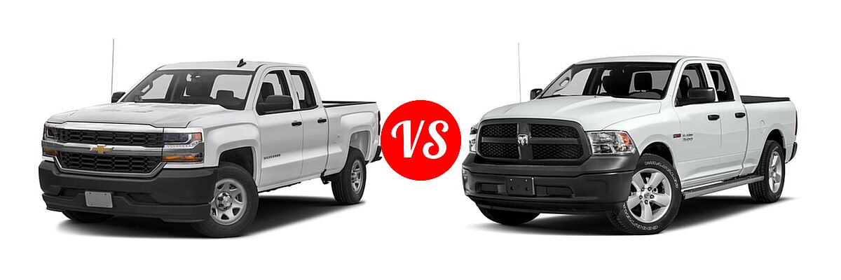 2016 Chevrolet Silverado 1500 Pickup Work Truck vs. 2016 Ram 1500 Pickup Diesel HFE Tradesman - Front Left Comparison