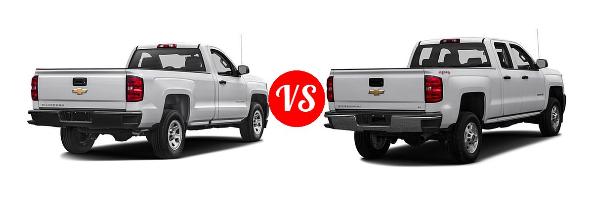 2016 Chevrolet Silverado 1500 Pickup Work Truck vs. 2016 Chevrolet Silverado 2500HD Pickup Work Truck - Rear Right Comparison