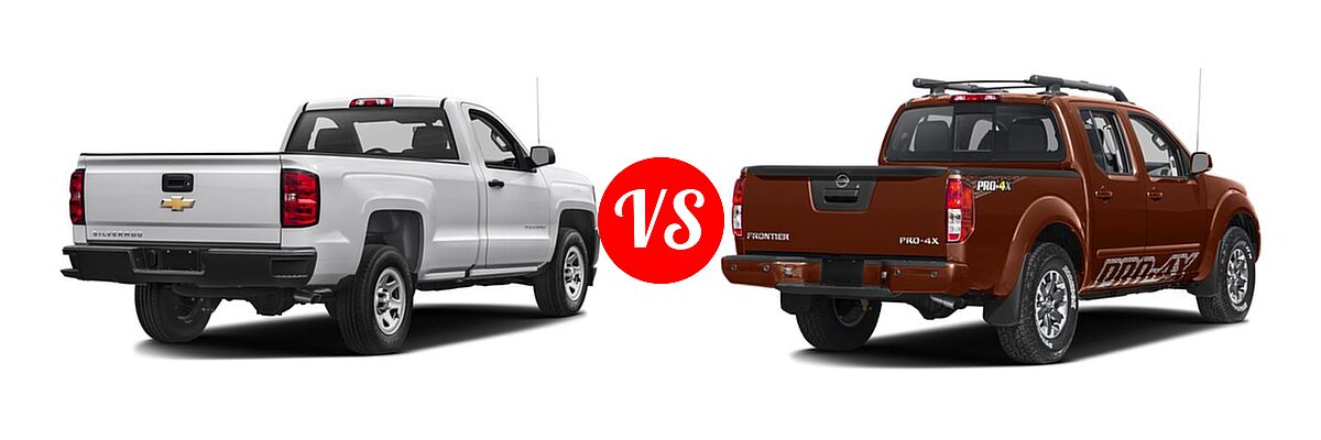 2016 Chevrolet Silverado 1500 Pickup Work Truck vs. 2016 Nissan Frontier Pickup PRO-4X - Rear Right Comparison
