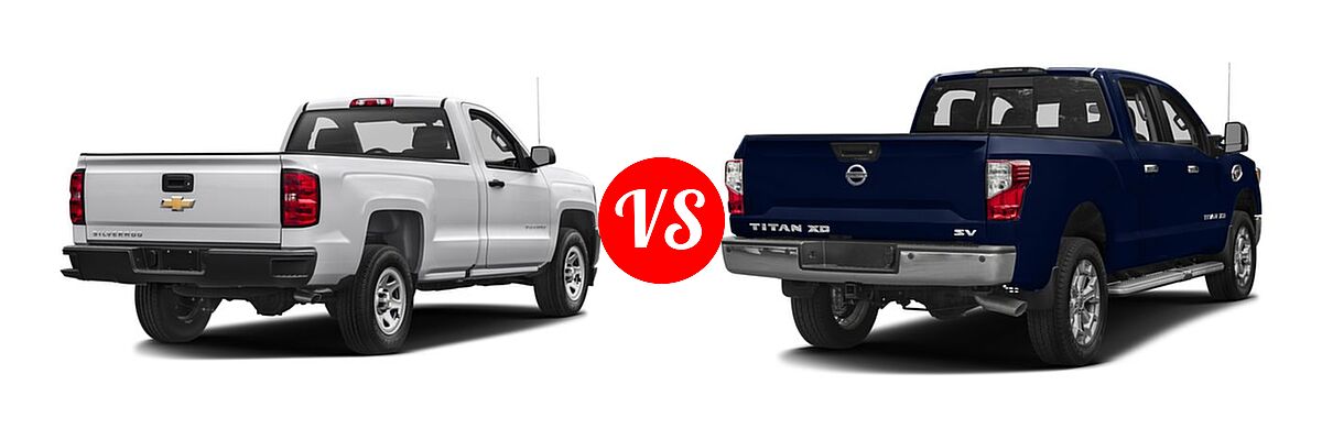 2016 Chevrolet Silverado 1500 Pickup Work Truck vs. 2016 Nissan Titan XD Pickup Diesel SV - Rear Right Comparison