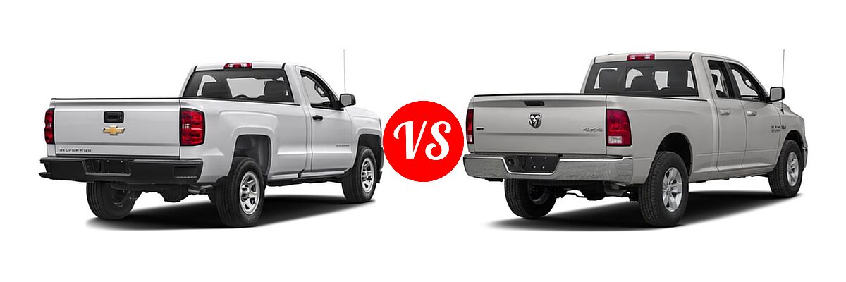 2016 Chevrolet Silverado 1500 Pickup Work Truck vs. 2016 Ram 1500 Pickup Diesel HFE Express - Rear Right Comparison