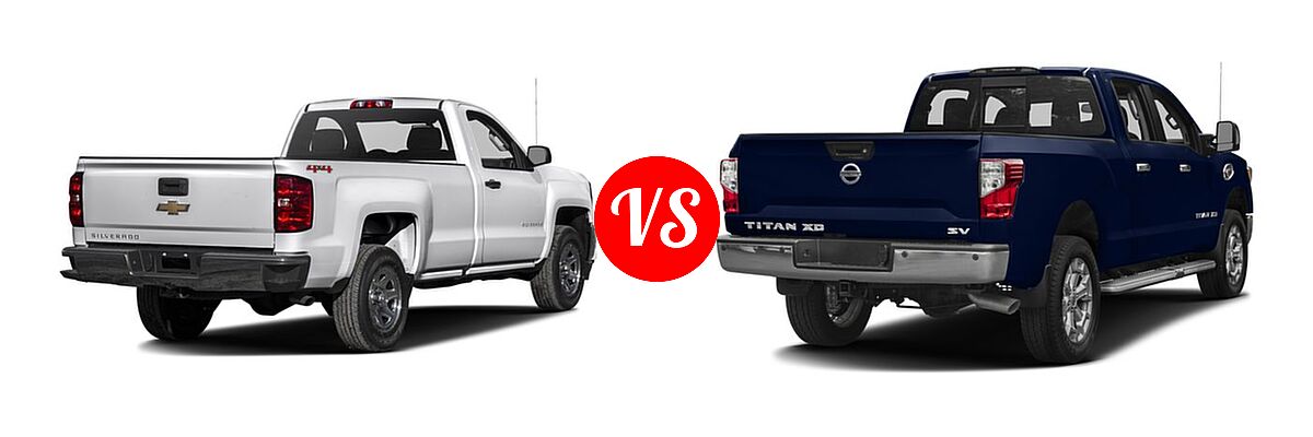 2016 Chevrolet Silverado 1500 Pickup LS vs. 2016 Nissan Titan XD Pickup Diesel SV - Rear Right Comparison