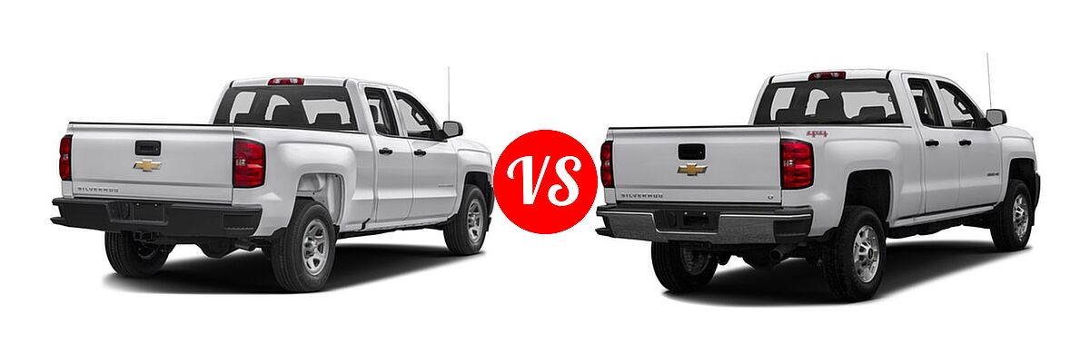 2016 Chevrolet Silverado 1500 Pickup Work Truck vs. 2016 Chevrolet Silverado 2500HD Pickup LT - Rear Right Comparison
