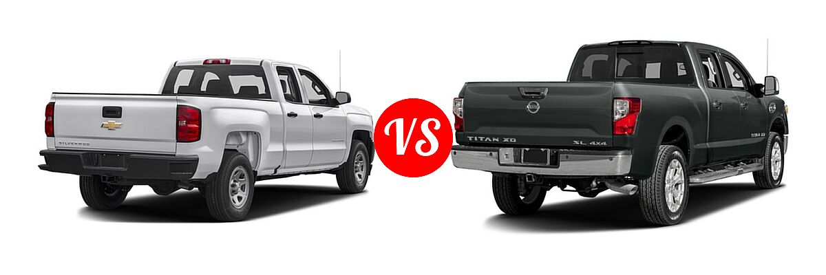 2016 Chevrolet Silverado 1500 Pickup Work Truck vs. 2016 Nissan Titan XD Pickup Diesel SL - Rear Right Comparison