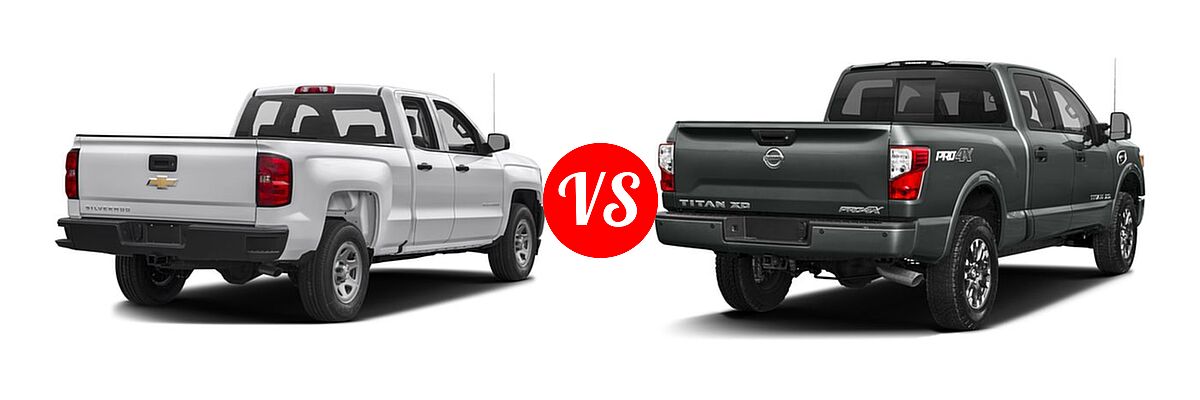 2016 Chevrolet Silverado 1500 Pickup Work Truck vs. 2016 Nissan Titan XD Pickup PRO-4X - Rear Right Comparison