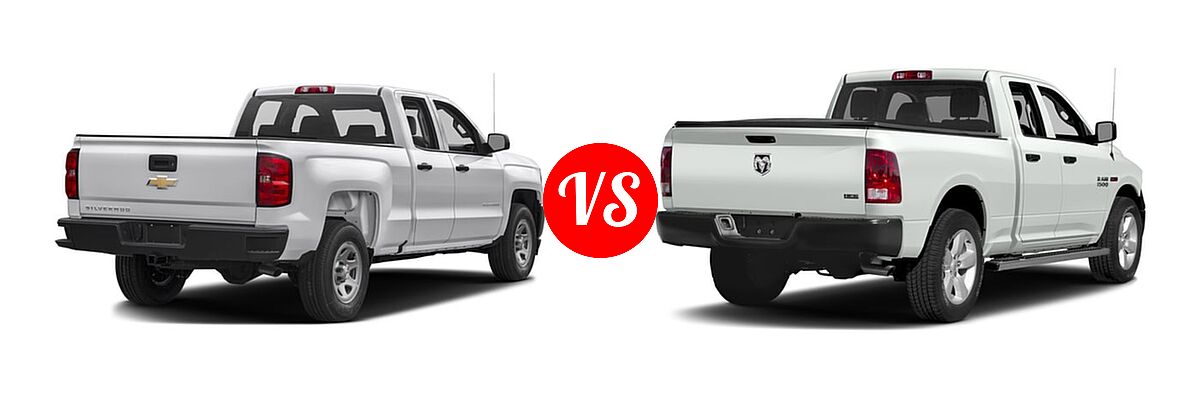 2016 Chevrolet Silverado 1500 Pickup Work Truck vs. 2016 Ram 1500 Pickup Diesel HFE Tradesman - Rear Right Comparison
