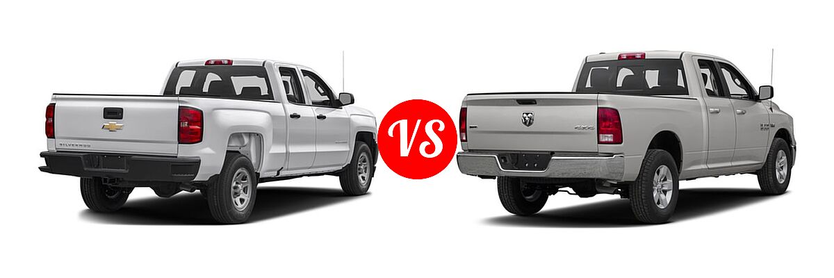 2016 Chevrolet Silverado 1500 Pickup Work Truck vs. 2016 Ram 1500 Pickup Diesel HFE Express - Rear Right Comparison