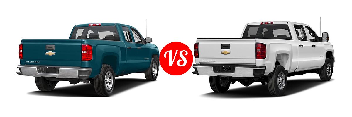 2016 Chevrolet Silverado 1500 Pickup LS vs. 2016 Chevrolet Silverado 2500HD Pickup Work Truck - Rear Right Comparison