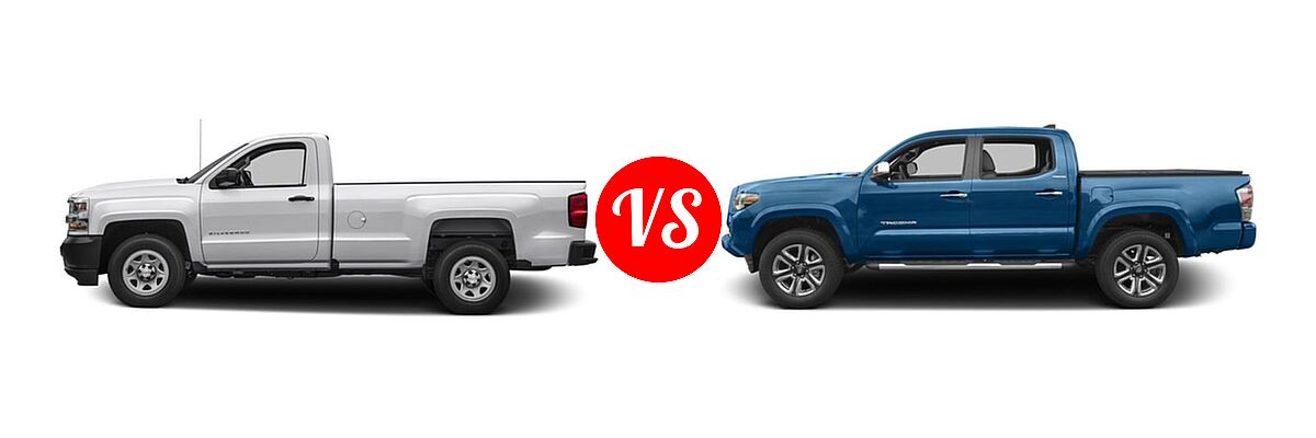 2016 Chevrolet Silverado 1500 Pickup Work Truck vs. 2016 Toyota Tacoma Pickup Limited - Side Comparison