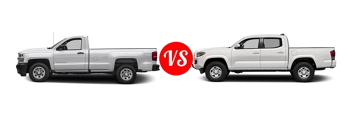 2016 Chevrolet Silverado 1500 Pickup Work Truck vs. 2016 Toyota Tacoma Pickup SR - Side Comparison