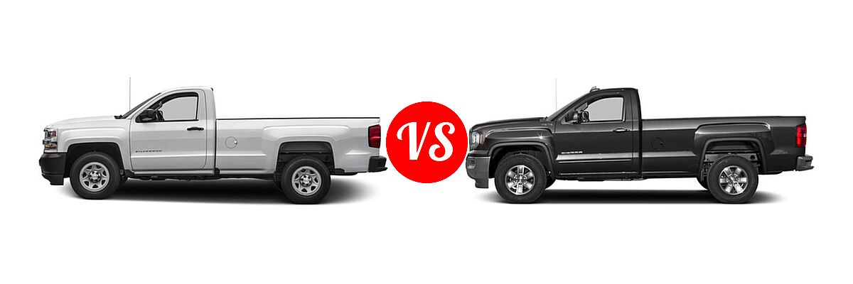 2016 Chevrolet Silverado 1500 Pickup Work Truck vs. 2016 GMC Sierra 1500 Pickup SLE - Side Comparison