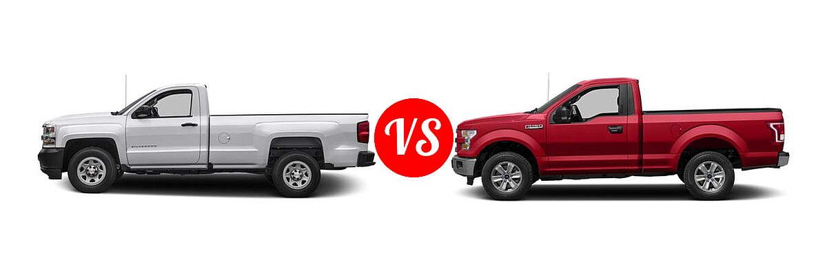 2016 Chevrolet Silverado 1500 Pickup Work Truck vs. 2016 Ford F-150 Pickup XLT - Side Comparison