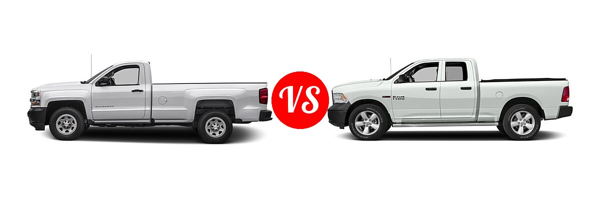 2016 Chevrolet Silverado 1500 Pickup Work Truck vs. 2016 Ram 1500 Pickup Diesel HFE Tradesman - Side Comparison