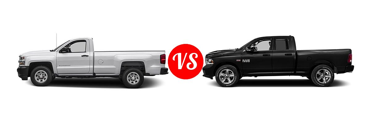 2016 Chevrolet Silverado 1500 Pickup Work Truck vs. 2016 Ram 1500 Pickup Sport - Side Comparison