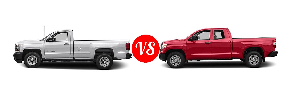 2016 Chevrolet Silverado 1500 Pickup Work Truck vs. 2016 Toyota Tundra Pickup SR - Side Comparison