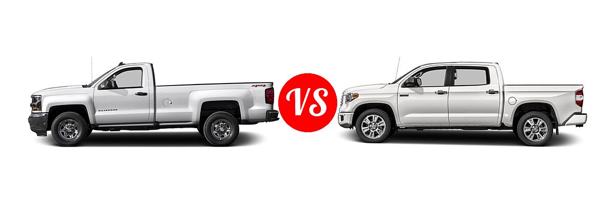 2016 Chevrolet Silverado 1500 Pickup LS vs. 2016 Toyota Tundra Pickup Platinum - Side Comparison