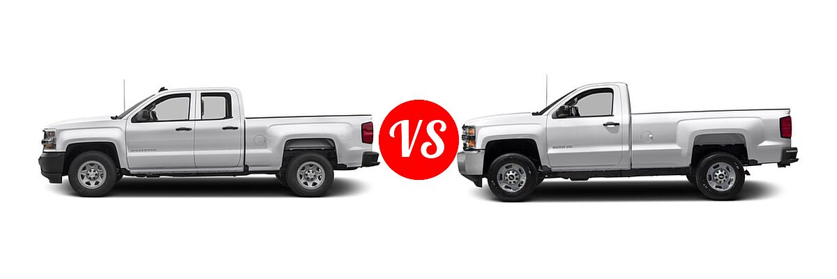 2016 Chevrolet Silverado 1500 Pickup Work Truck vs. 2016 Chevrolet Silverado 2500HD Pickup LT / Work Truck - Side Comparison