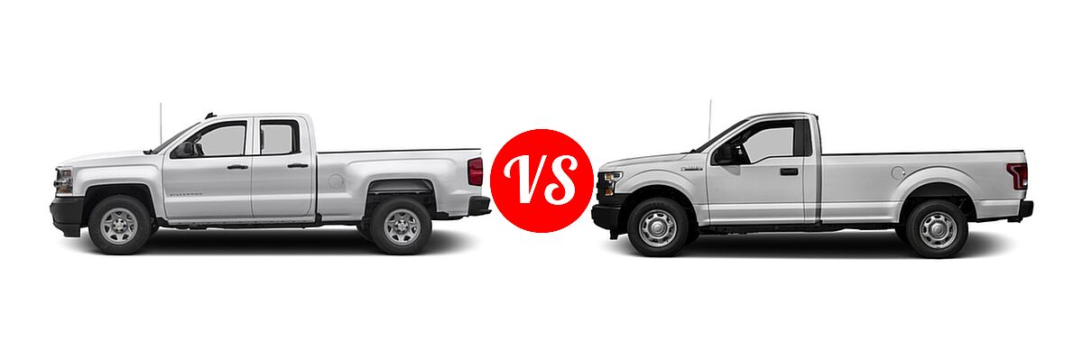 2016 Chevrolet Silverado 1500 Pickup Work Truck vs. 2016 Ford F-150 Pickup XL - Side Comparison