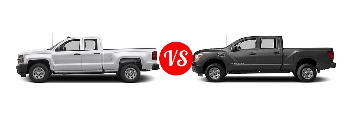 2016 Chevrolet Silverado 1500 Pickup Work Truck vs. 2016 Nissan Titan XD Pickup Diesel S - Side Comparison