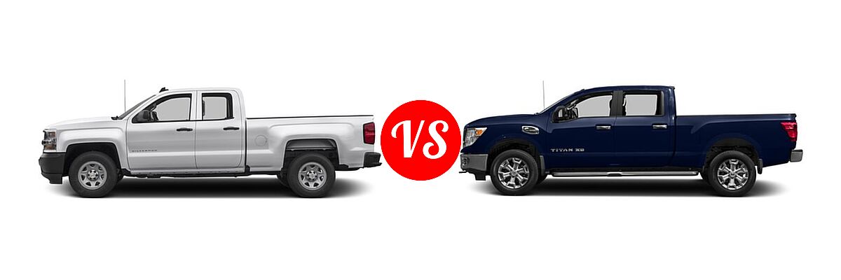 2016 Chevrolet Silverado 1500 Pickup Work Truck vs. 2016 Nissan Titan XD Pickup Diesel SV - Side Comparison