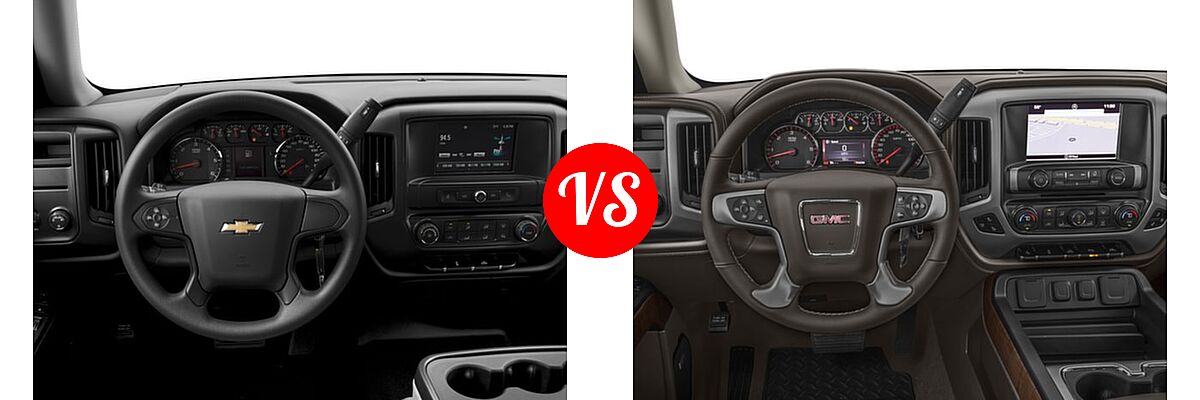 2016 Chevrolet Silverado 1500 Pickup Work Truck vs. 2016 GMC Sierra 1500 Pickup SLT - Dashboard Comparison