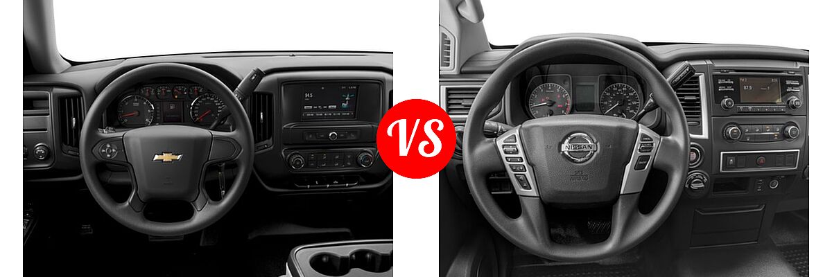 2016 Chevrolet Silverado 1500 Pickup Work Truck vs. 2016 Nissan Titan XD Pickup S - Dashboard Comparison