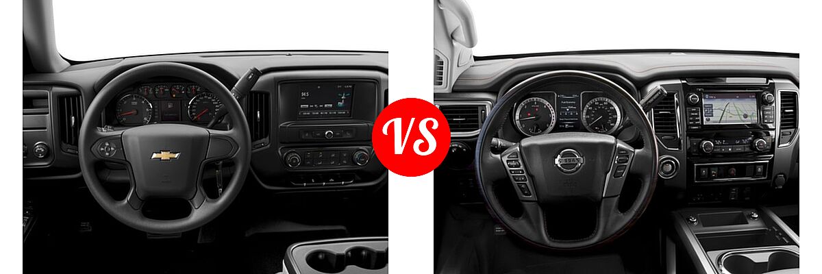 2016 Chevrolet Silverado 1500 Pickup Work Truck vs. 2016 Nissan Titan XD Pickup Platinum Reserve - Dashboard Comparison