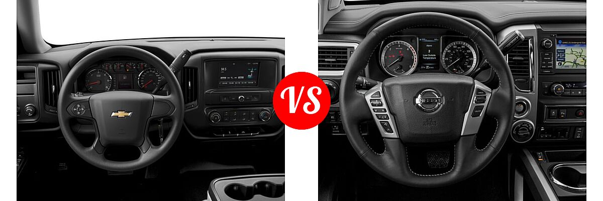 2016 Chevrolet Silverado 1500 Pickup Work Truck vs. 2016 Nissan Titan XD Pickup PRO-4X - Dashboard Comparison