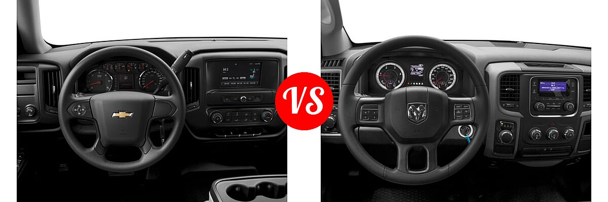 2016 Chevrolet Silverado 1500 Pickup Work Truck vs. 2016 Ram 1500 Pickup Diesel HFE Tradesman - Dashboard Comparison