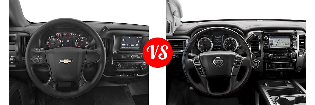 2016 Chevrolet Silverado 1500 Pickup LS vs. 2016 Nissan Titan XD Pickup Diesel Platinum Reserve - Dashboard Comparison