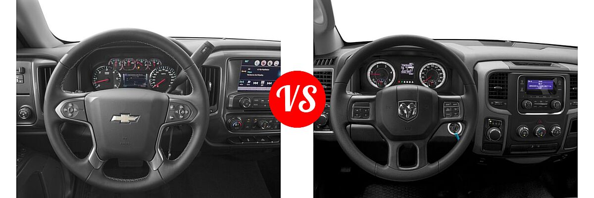 2016 Chevrolet Silverado 1500 Pickup Custom / LT vs. 2016 Ram 1500 Pickup Diesel HFE Tradesman - Dashboard Comparison