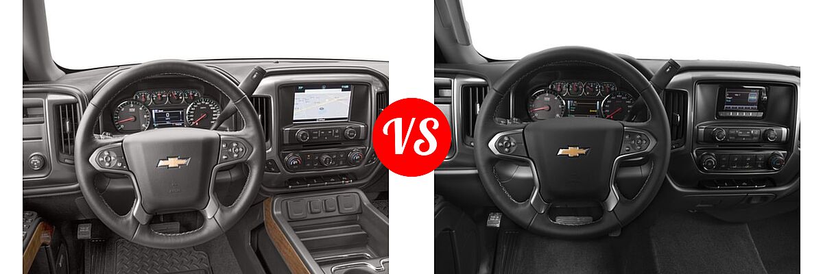 2016 Chevrolet Silverado 1500 Pickup LTZ vs. 2016 Chevrolet Silverado 2500HD Pickup Work Truck - Dashboard Comparison