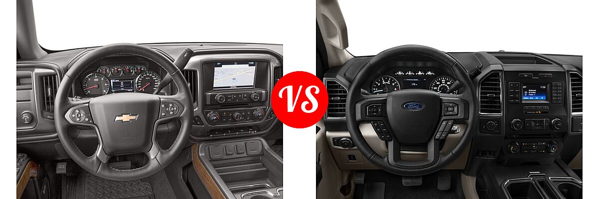 2016 Chevrolet Silverado 1500 Pickup LTZ vs. 2016 Ford F-150 Pickup XLT - Dashboard Comparison