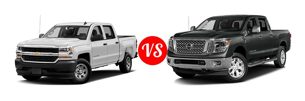2016 Chevrolet Silverado 1500 Pickup Work Truck vs. 2016 Nissan Titan XD Pickup Diesel SL - Front Left Comparison