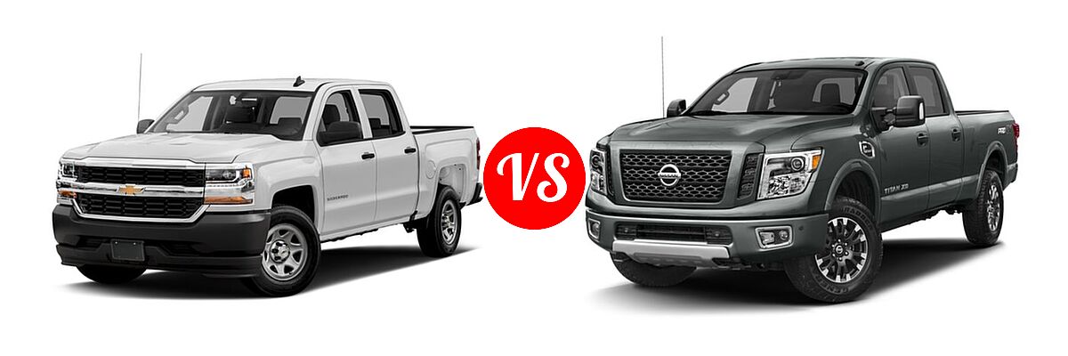 2016 Chevrolet Silverado 1500 Pickup Work Truck vs. 2016 Nissan Titan XD Pickup PRO-4X - Front Left Comparison
