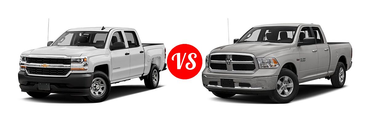 2016 Chevrolet Silverado 1500 Pickup Work Truck vs. 2016 Ram 1500 Pickup Diesel HFE Express - Front Left Comparison