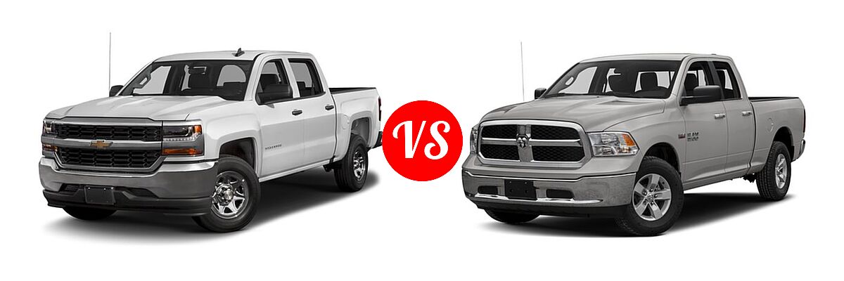 2016 Chevrolet Silverado 1500 Pickup LS vs. 2016 Ram 1500 Pickup Big Horn / Express / Lone Star / Outdoorsman / SLT - Front Left Comparison