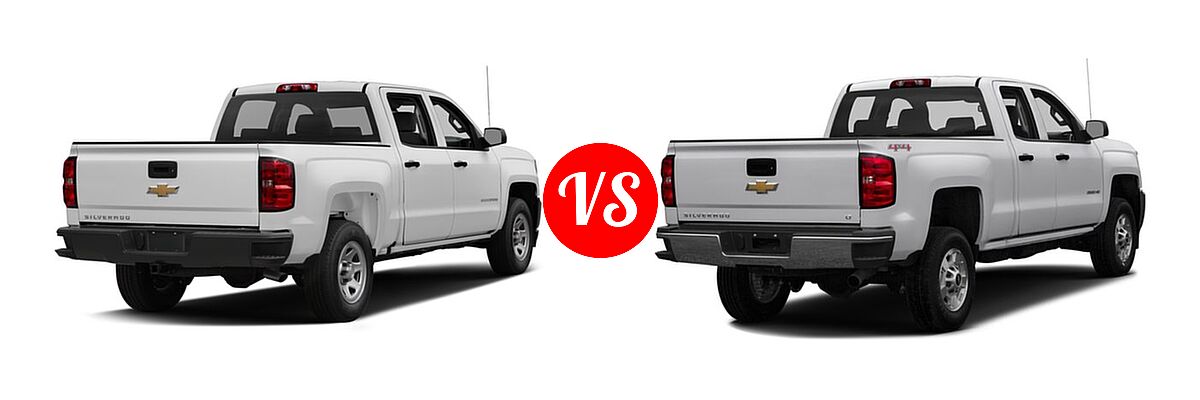 2016 Chevrolet Silverado 1500 Pickup Work Truck vs. 2016 Chevrolet Silverado 2500HD Pickup Work Truck - Rear Right Comparison
