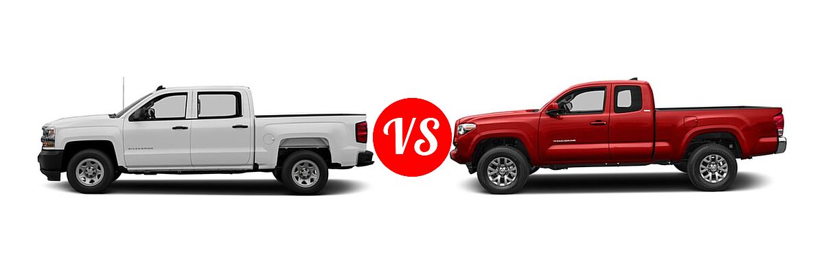 2016 Chevrolet Silverado 1500 Pickup Work Truck vs. 2016 Toyota Tacoma Pickup SR5 - Side Comparison