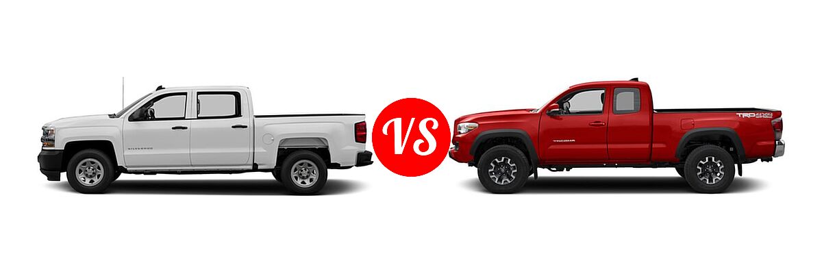 2016 Chevrolet Silverado 1500 Pickup Work Truck vs. 2016 Toyota Tacoma Pickup TRD Off Road - Side Comparison