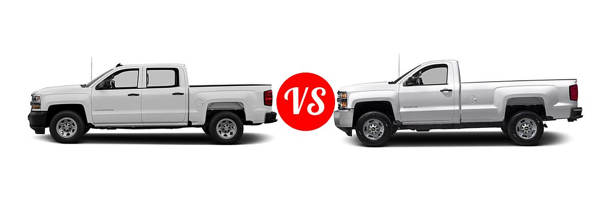 2016 Chevrolet Silverado 1500 Pickup Work Truck vs. 2016 Chevrolet Silverado 2500HD Pickup LT / Work Truck - Side Comparison