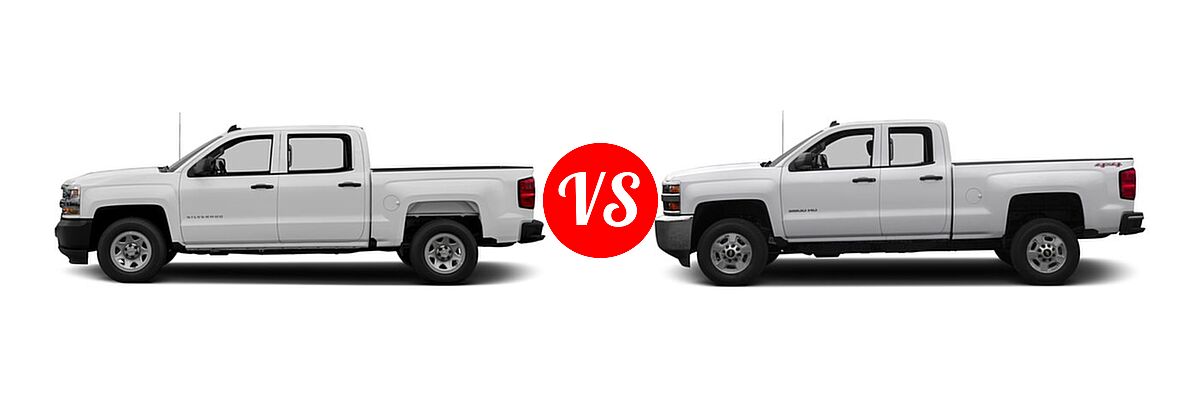 2016 Chevrolet Silverado 1500 Pickup Work Truck vs. 2016 Chevrolet Silverado 2500HD Pickup Work Truck - Side Comparison