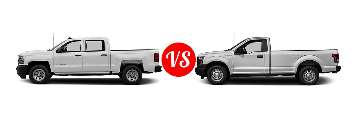 2016 Chevrolet Silverado 1500 Pickup Work Truck vs. 2016 Ford F-150 Pickup XL - Side Comparison